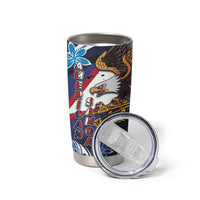 American Samoa Flag Day Tumbler Cup Bald Eagle with Uatogi and Fue - Polynesian and Floral Tribal Tattoo LT03 - Polynesian Pride