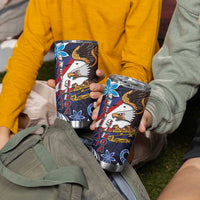 American Samoa Flag Day Tumbler Cup Bald Eagle with Uatogi and Fue - Polynesian and Floral Tribal Tattoo LT03 - Polynesian Pride