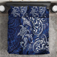 New Zealand Connecting with Seas Bedding Set Maori Tribal and Sea Animals Tattoo - White Glass Style