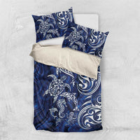 New Zealand Connecting with Seas Bedding Set Maori Tribal and Sea Animals Tattoo - White Glass Style