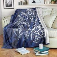 New Zealand Connecting with Seas Blanket Maori Tribal and Sea Animals Tattoo - White Glass Style