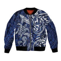 New Zealand Connecting with Seas Bomber Jacket Maori Tribal and Sea Animals Tattoo - White Glass Style