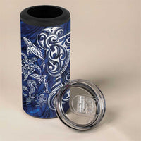 New Zealand Connecting with Seas 4 in 1 Can Cooler Tumbler Maori Tribal and Sea Animals Tattoo - White Glass Style LT03 - Polynesian Pride