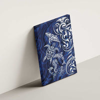 New Zealand Connecting with Seas Canvas Wall Art Maori Tribal and Sea Animals Tattoo - White Glass Style