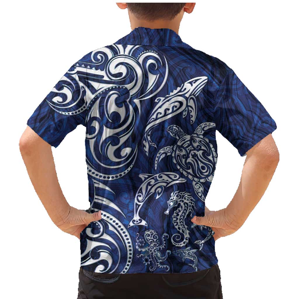 New Zealand Connecting with Seas Family Matching Mermaid Dress and Hawaiian Shirt Maori Tribal and Sea Animals Tattoo - White Glass Style LT03 - Polynesian Pride