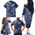 New Zealand Connecting with Seas Family Matching Off The Shoulder Long Sleeve Dress and Hawaiian Shirt Maori Tribal and Sea Animals Tattoo - White Glass Style