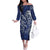 New Zealand Connecting with Seas Family Matching Off The Shoulder Long Sleeve Dress and Hawaiian Shirt Maori Tribal and Sea Animals Tattoo - White Glass Style