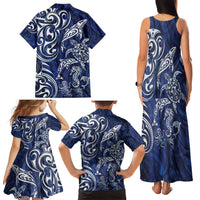 New Zealand Connecting with Seas Family Matching Tank Maxi Dress and Hawaiian Shirt Maori Tribal and Sea Animals Tattoo - White Glass Style LT03 - Polynesian Pride
