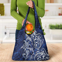 New Zealand Connecting with Seas Grocery Bag Maori Tribal and Sea Animals Tattoo - White Glass Style LT03 - Polynesian Pride