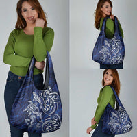 New Zealand Connecting with Seas Grocery Bag Maori Tribal and Sea Animals Tattoo - White Glass Style LT03 - Polynesian Pride