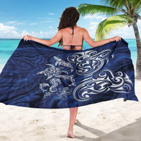 New Zealand Connecting with Seas Sarong Maori Tribal and Sea Animals Tattoo - White Glass Style