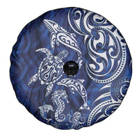 New Zealand Connecting with Seas Spare Tire Cover Maori Tribal and Sea Animals Tattoo - White Glass Style