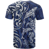 New Zealand Connecting with Seas T Shirt Maori Tribal and Sea Animals Tattoo - White Glass Style LT03 - Polynesian Pride