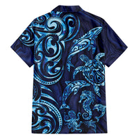 New Zealand Connecting with Seas Family Matching Puletasi and Hawaiian Shirt Maori Tribal and Sea Animals Tattoo - Sea Texture Glass Style LT03 - Polynesian Pride
