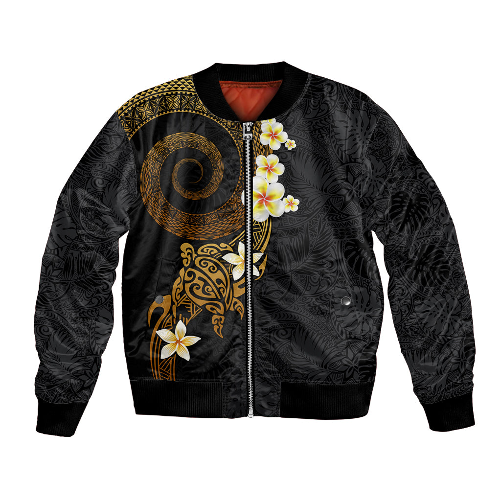 Polynesian Spiral Tribal Tattoo Bomber Jacket Golden Color