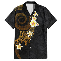 Polynesian Spiral Tribal Tattoo Family Matching Off Shoulder Short Dress and Hawaiian Shirt Golden Color LT03 Dad's Shirt - Short Sleeve Yellow - Polynesian Pride