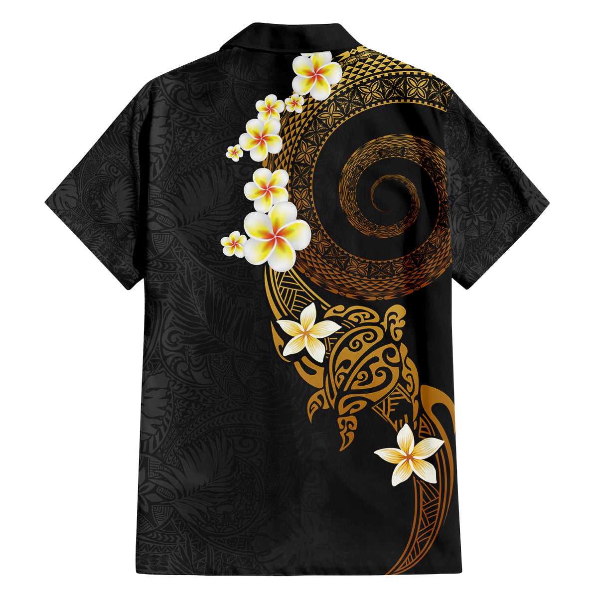 Polynesian Spiral Tribal Tattoo Family Matching Off Shoulder Short Dress and Hawaiian Shirt Golden Color LT03 - Polynesian Pride