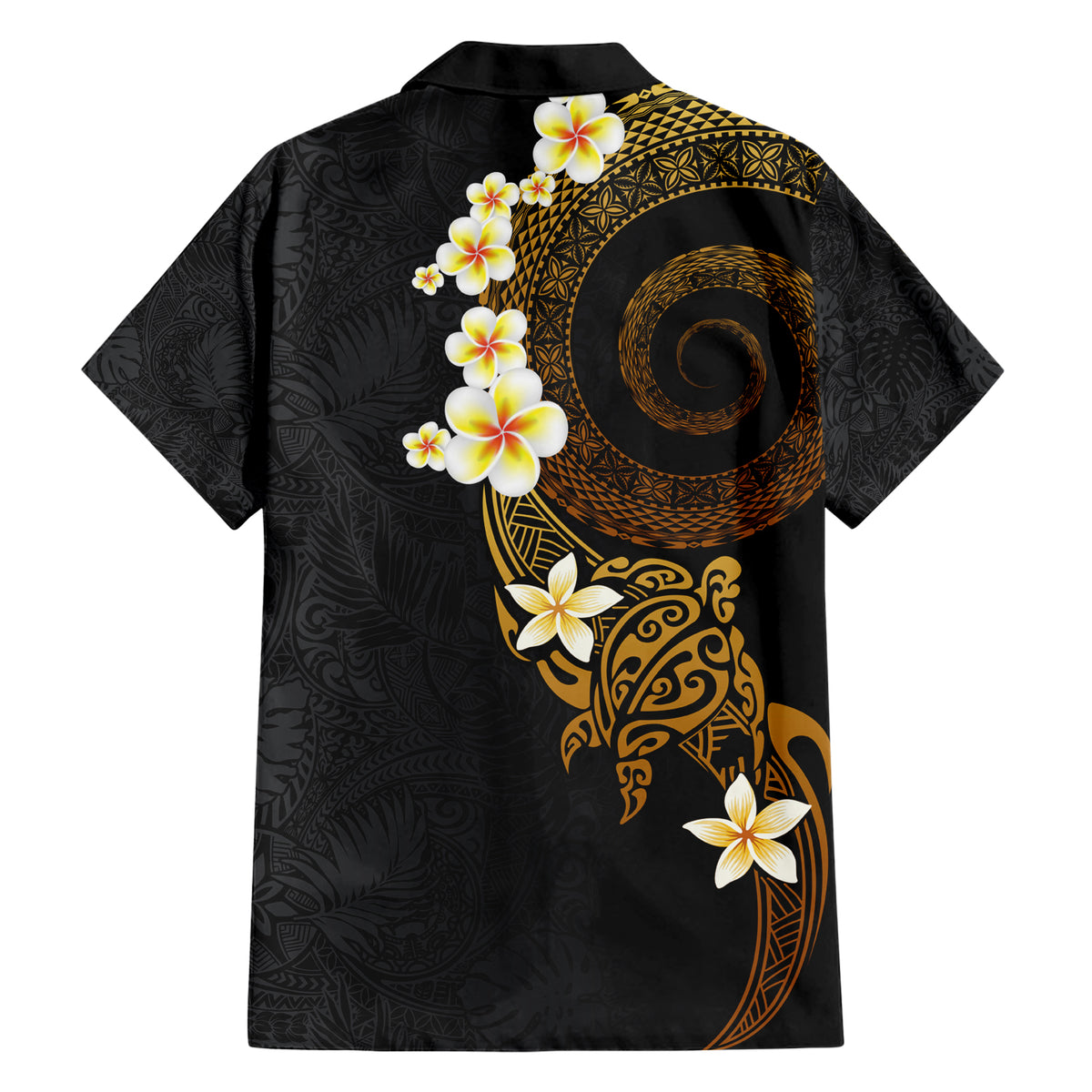 Polynesian Spiral Tribal Tattoo Family Matching Short Sleeve Bodycon Dress and Hawaiian Shirt Golden Color LT03 - Polynesian Pride