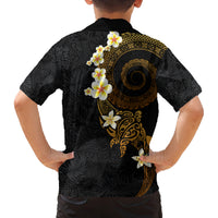 Polynesian Spiral Tribal Tattoo Family Matching Summer Maxi Dress and Hawaiian Shirt Golden Color LT03 - Polynesian Pride