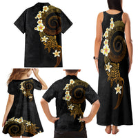 Polynesian Spiral Tribal Tattoo Family Matching Tank Maxi Dress and Hawaiian Shirt Golden Color LT03 - Polynesian Pride