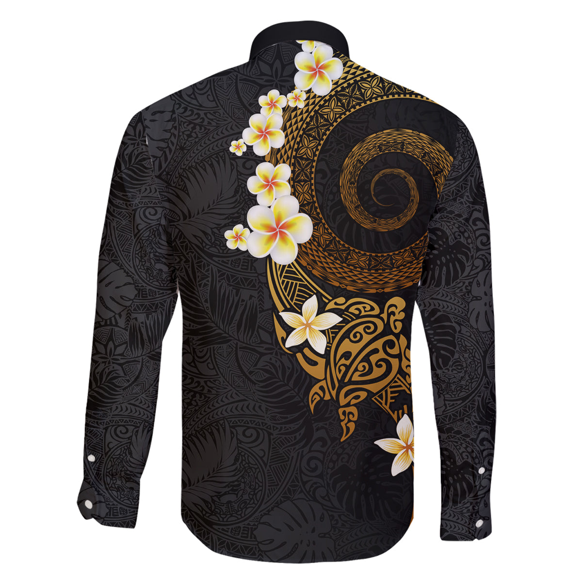 Polynesian Spiral Tribal Tattoo Family Matching Tank Maxi Dress and Hawaiian Shirt Golden Color LT03 - Polynesian Pride