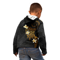 Polynesian Spiral Tribal Tattoo Kid Hoodie Golden Color