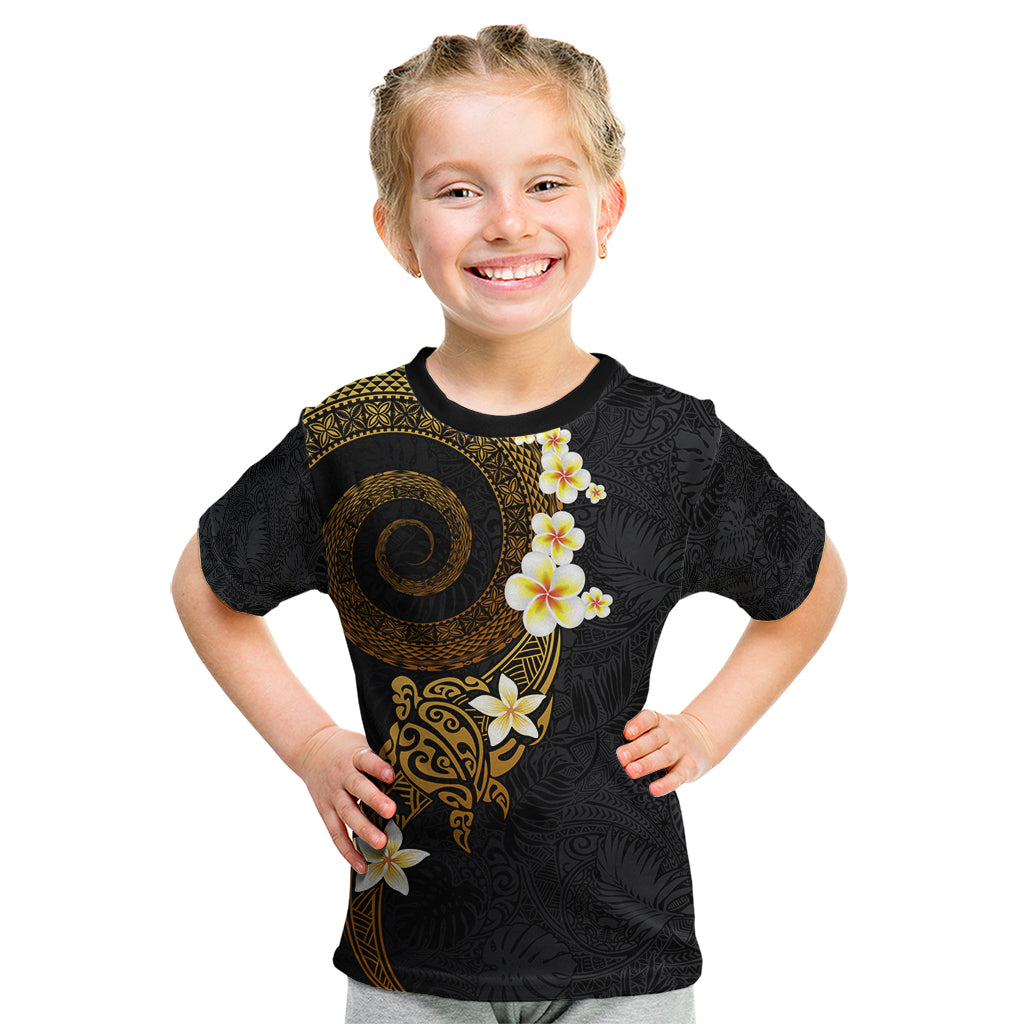 Polynesian Spiral Tribal Tattoo Kid T Shirt Golden Color