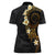 Polynesian Spiral Tribal Tattoo Women Polo Shirt Golden Color