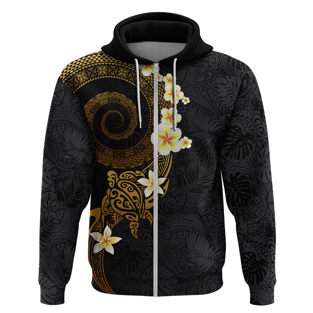 Polynesian Spiral Tribal Tattoo Zip Hoodie Golden Color