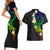 Polynesian Spiral Tribal Tattoo Couples Matching Short Sleeve Bodycon Dress and Hawaiian Shirt Fanciful Color