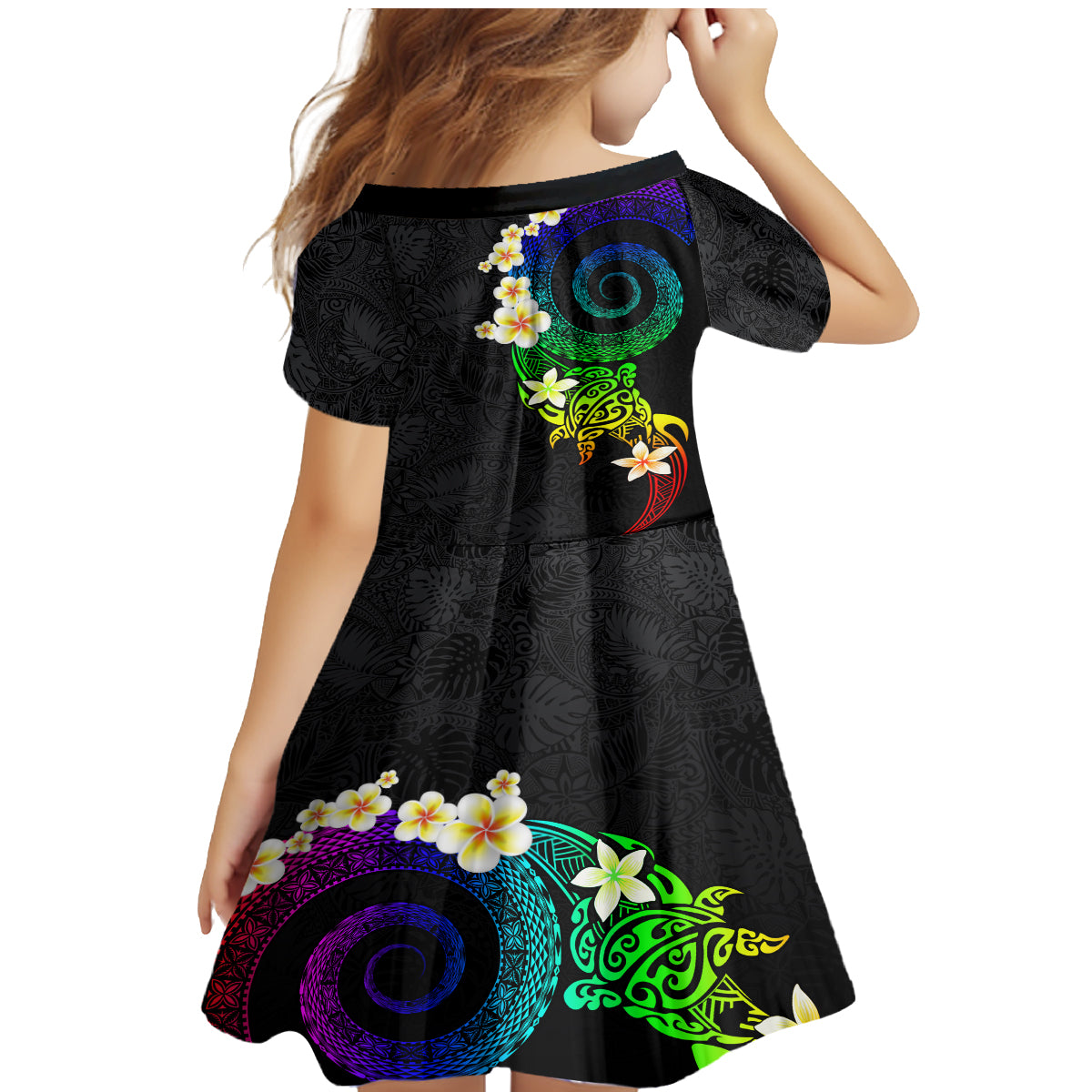 Polynesian Spiral Tribal Tattoo Family Matching Mermaid Dress and Hawaiian Shirt Fanciful Color LT03 - Polynesian Pride