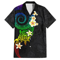 Polynesian Spiral Tribal Tattoo Family Matching Off Shoulder Maxi Dress and Hawaiian Shirt Fanciful Color LT03 Dad's Shirt - Short Sleeve Black - Polynesian Pride