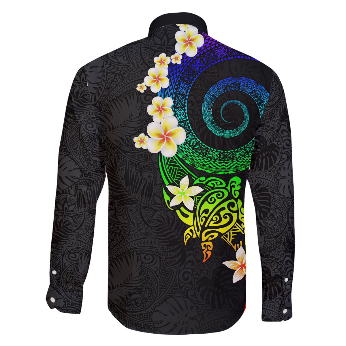 Polynesian Spiral Tribal Tattoo Family Matching Off Shoulder Maxi Dress and Hawaiian Shirt Fanciful Color LT03 - Polynesian Pride