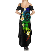Polynesian Spiral Tribal Tattoo Family Matching Summer Maxi Dress and Hawaiian Shirt Fanciful Color LT03 - Polynesian Pride