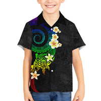 Polynesian Spiral Tribal Tattoo Family Matching Tank Maxi Dress and Hawaiian Shirt Fanciful Color LT03 Son's Shirt Black - Polynesian Pride