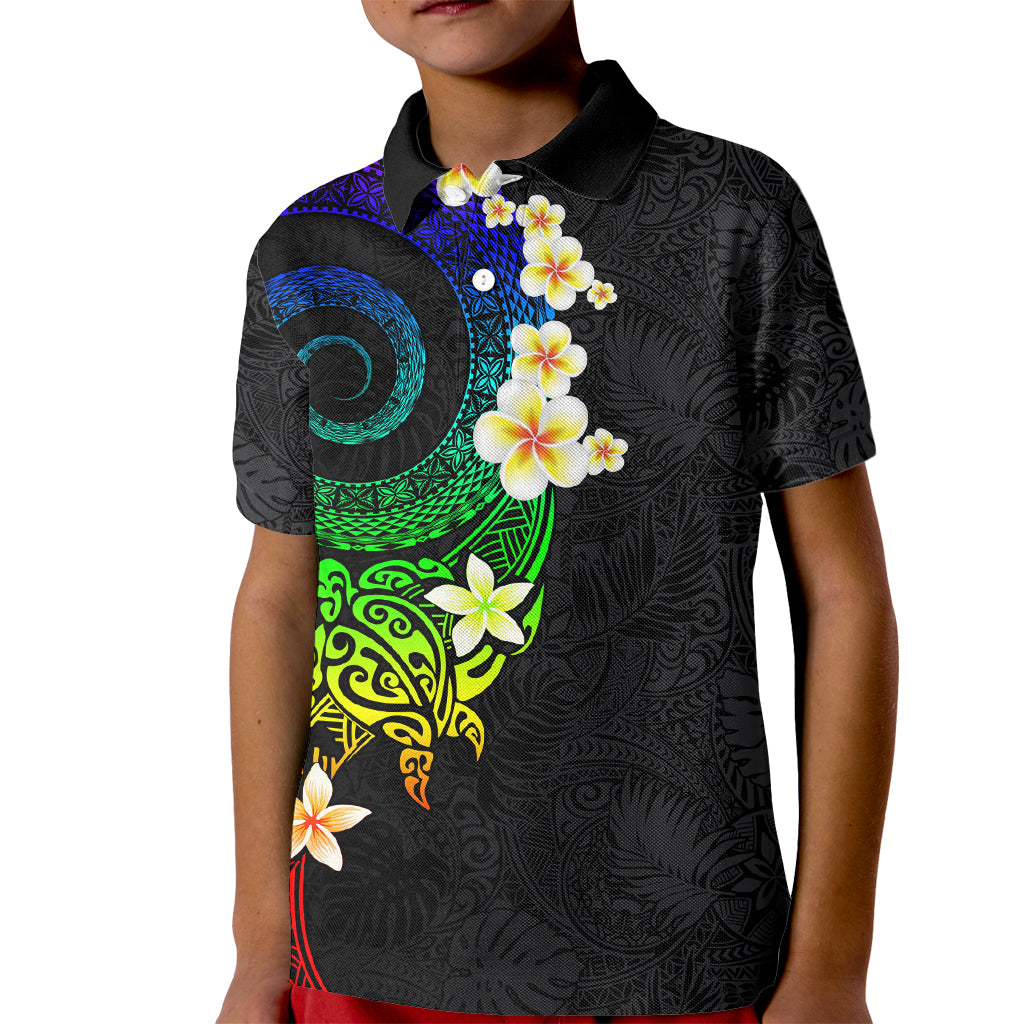 Polynesian Spiral Tribal Tattoo Kid Polo Shirt Fanciful Color