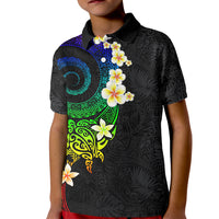 Polynesian Spiral Tribal Tattoo Kid Polo Shirt Fanciful Color