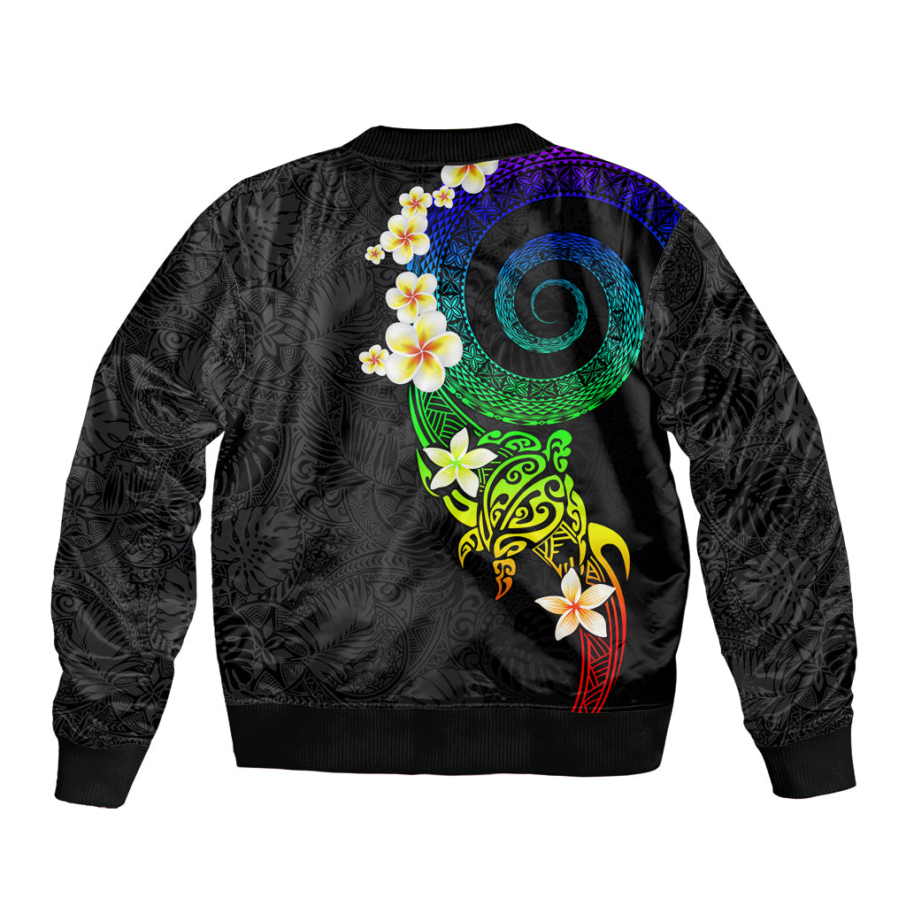 Polynesian Spiral Tribal Tattoo Sleeve Zip Bomber Jacket Fanciful Color