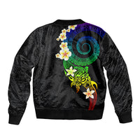 Polynesian Spiral Tribal Tattoo Sleeve Zip Bomber Jacket Fanciful Color