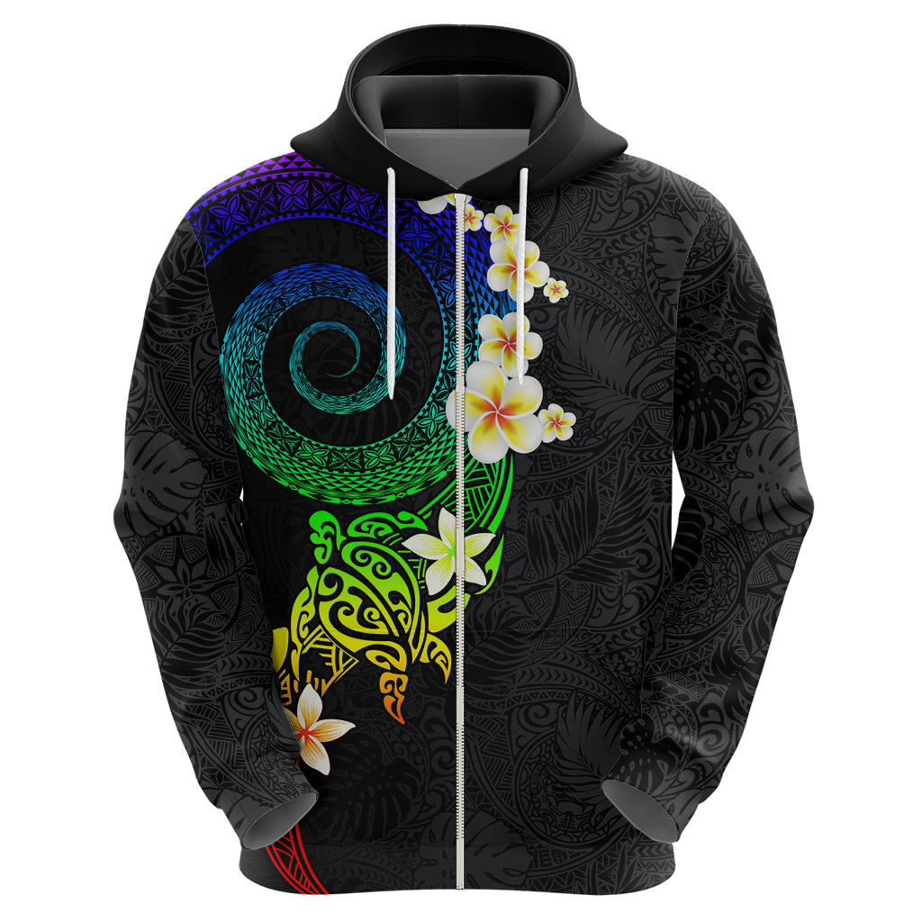 Polynesian Spiral Tribal Tattoo Zip Hoodie Fanciful Color