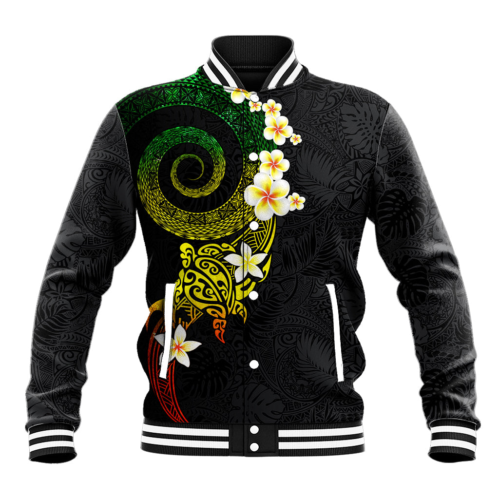 Polynesian Spiral Tribal Tattoo Baseball Jacket Reggae Color