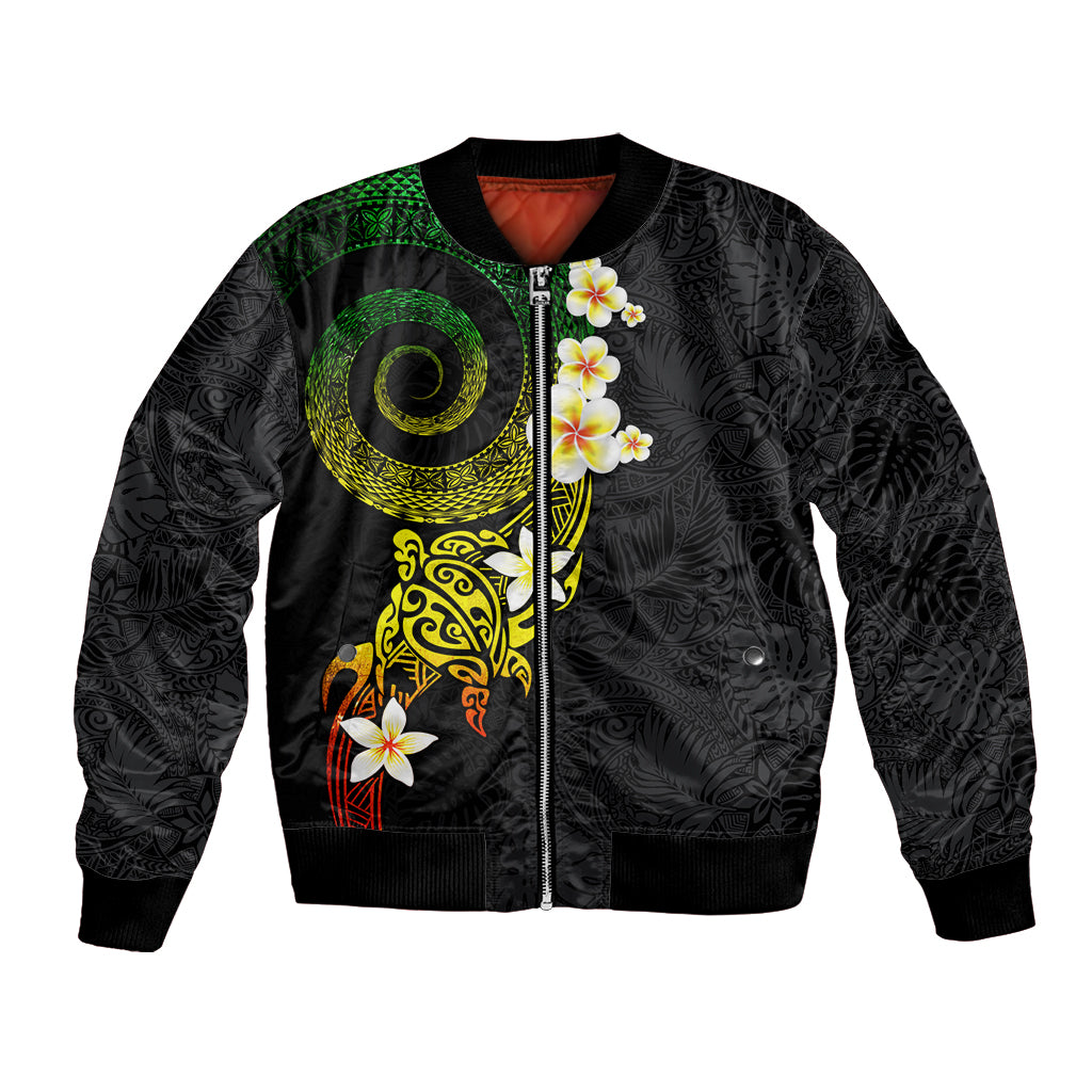 Polynesian Spiral Tribal Tattoo Bomber Jacket Reggae Color