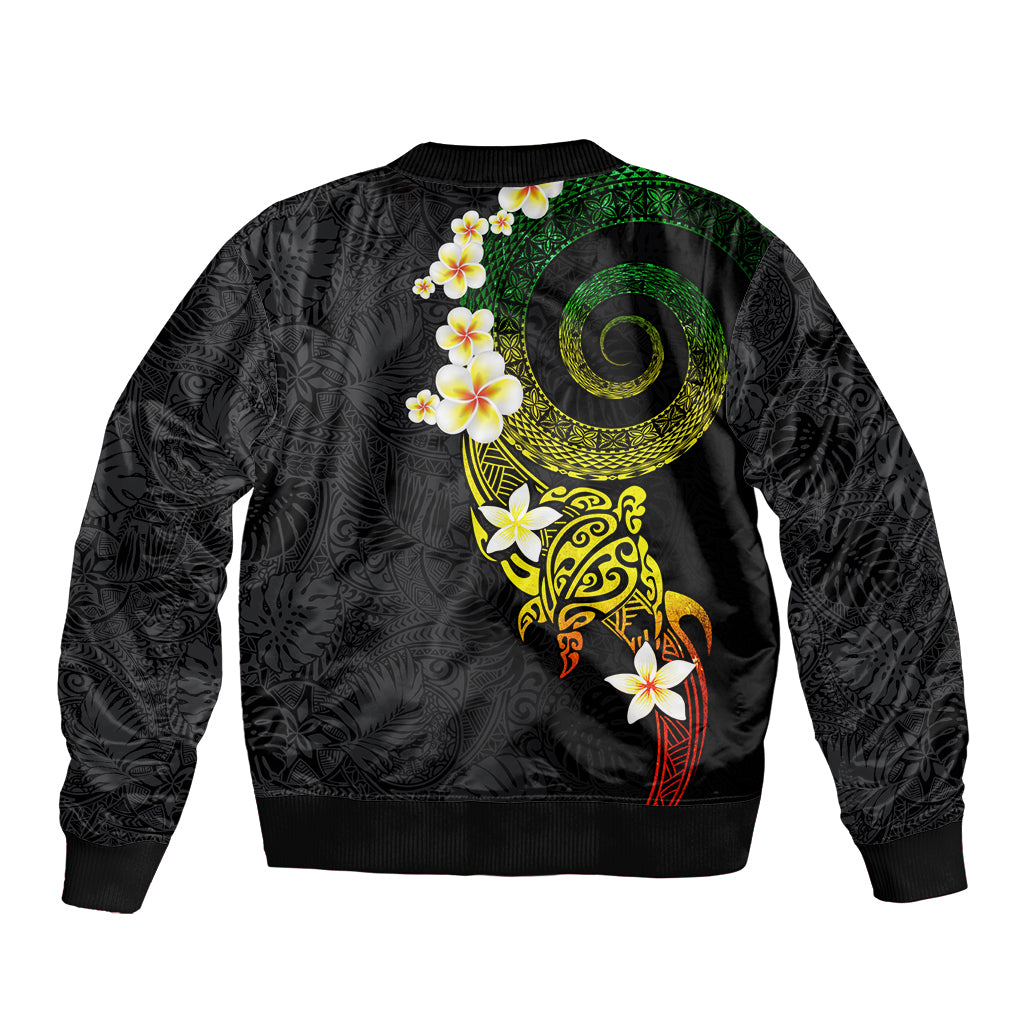 Polynesian Spiral Tribal Tattoo Bomber Jacket Reggae Color