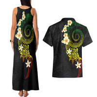 Polynesian Spiral Tribal Tattoo Couples Matching Tank Maxi Dress and Hawaiian Shirt Reggae Color LT03 - Polynesian Pride