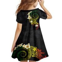 Polynesian Spiral Tribal Tattoo Family Matching Off Shoulder Short Dress and Hawaiian Shirt Reggae Color LT03 - Polynesian Pride
