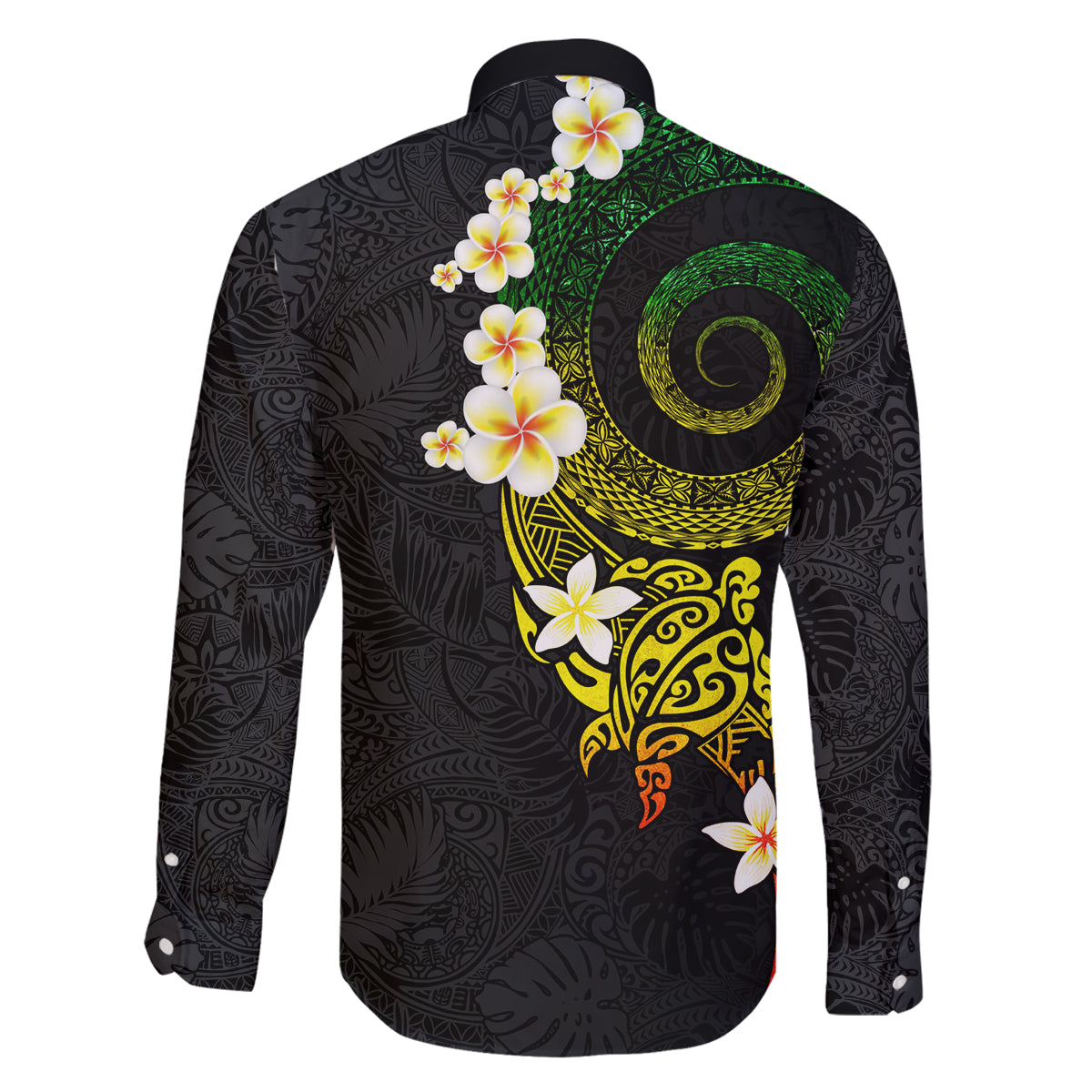 Polynesian Spiral Tribal Tattoo Family Matching Off Shoulder Short Dress and Hawaiian Shirt Reggae Color LT03 - Polynesian Pride
