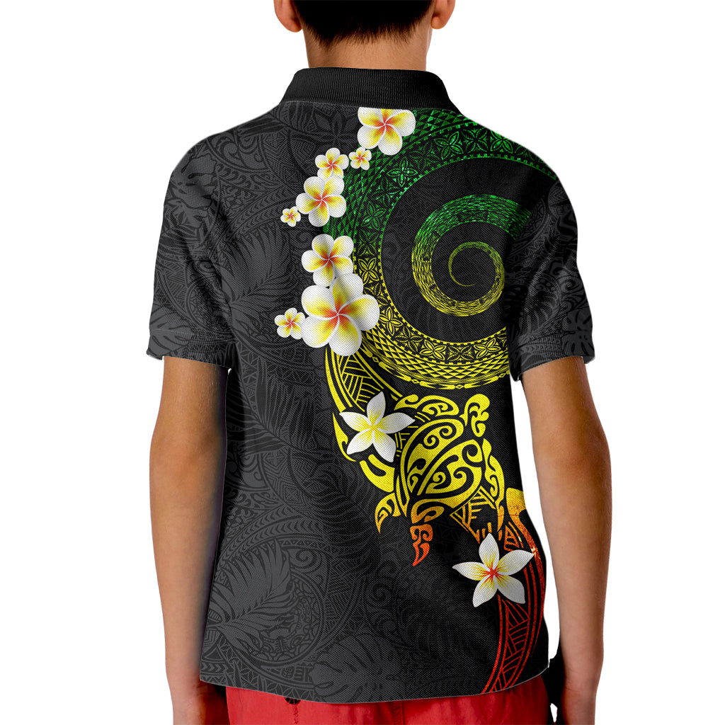 Polynesian Spiral Tribal Tattoo Kid Polo Shirt Reggae Color