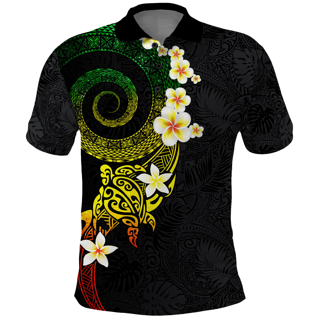 Polynesian Spiral Tribal Tattoo Polo Shirt Reggae Color