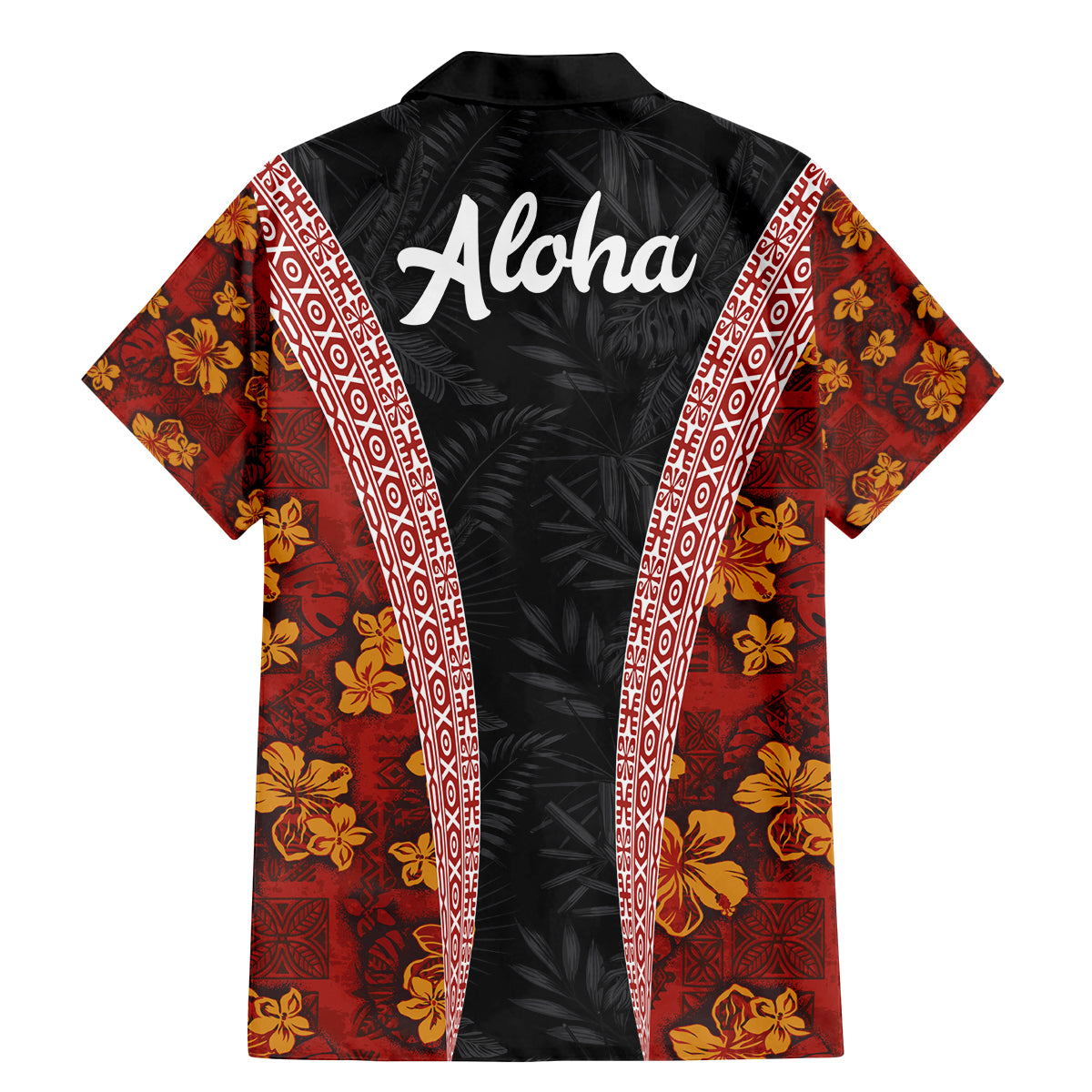 Hawaii Lei and Hibiscus Flowers Tribal Family Matching Mermaid Dress and Hawaiian Shirt Patchwork Abstract Vintage