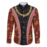 Hawaii Lei and Hibiscus Flowers Tribal Family Matching Tank Maxi Dress and Hawaiian Shirt Patchwork Abstract Vintage